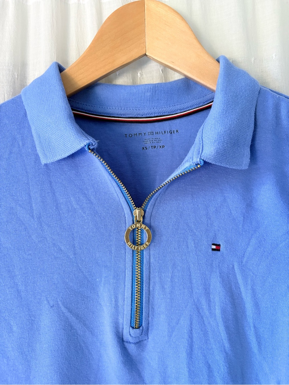 Tommy Hilfiger Light Blue Short-Sleeve Polo with Zip - Picture 2 of 5